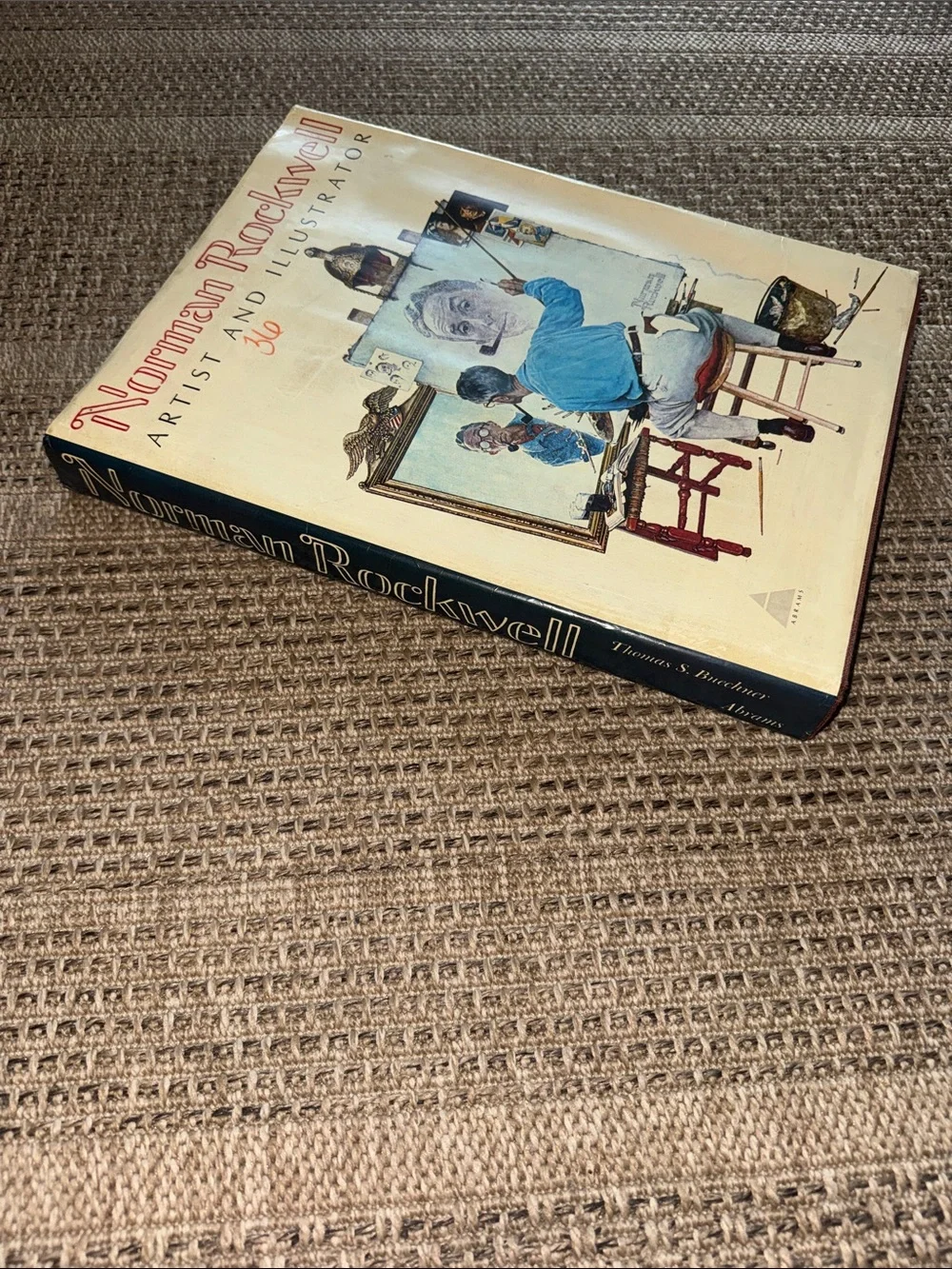 Norman Rockwell Vintage Illustration Print Coffee Table Book - Cream, Blue, Red
